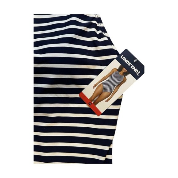Lands' End Ladies' Swimsuit One Piece Blue and White stripe Soft Cup Medium - Picture 5 of 6